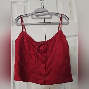 Red Button-Down Camisole Top